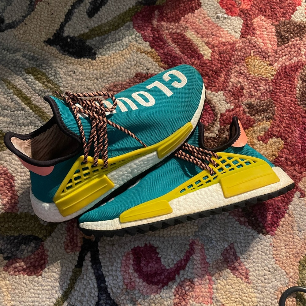 Adidas Pharrell Williams running shoes blue yellow